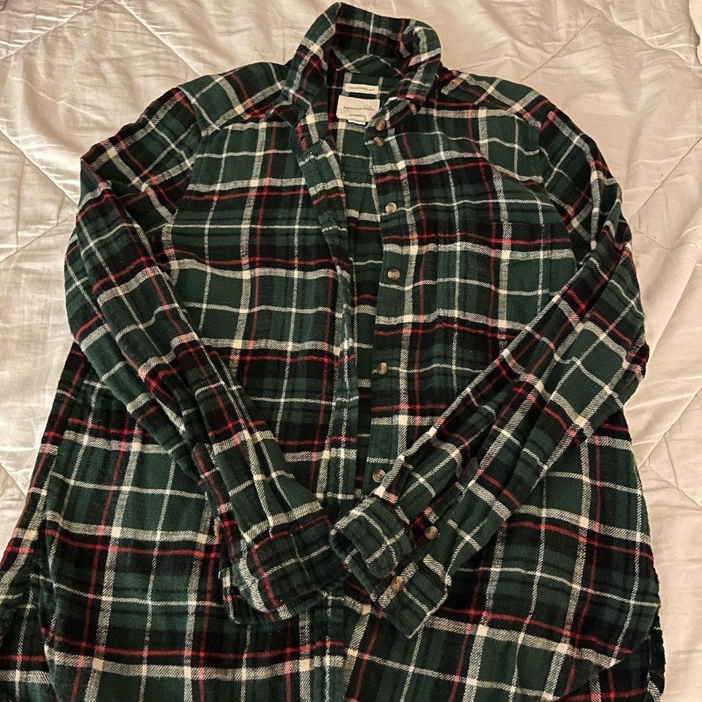 Boyfriend Fit Green and Red Flannel